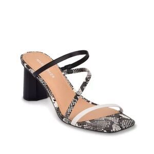 Marc Fisher Aliana Sandal Mules 9M Snake Print Kitten Heel Animal Block Heel